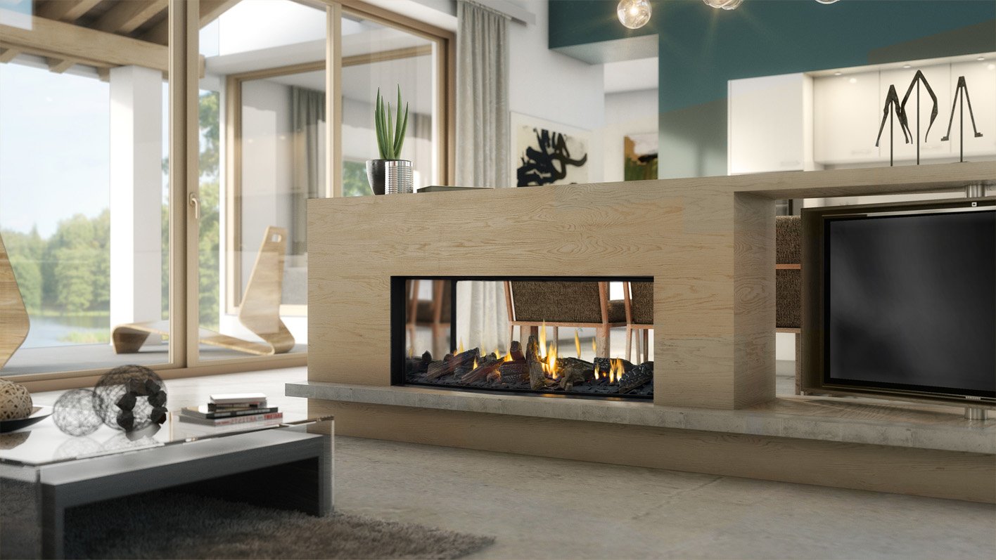 DS1150 gas fireplace with Woodland Selection