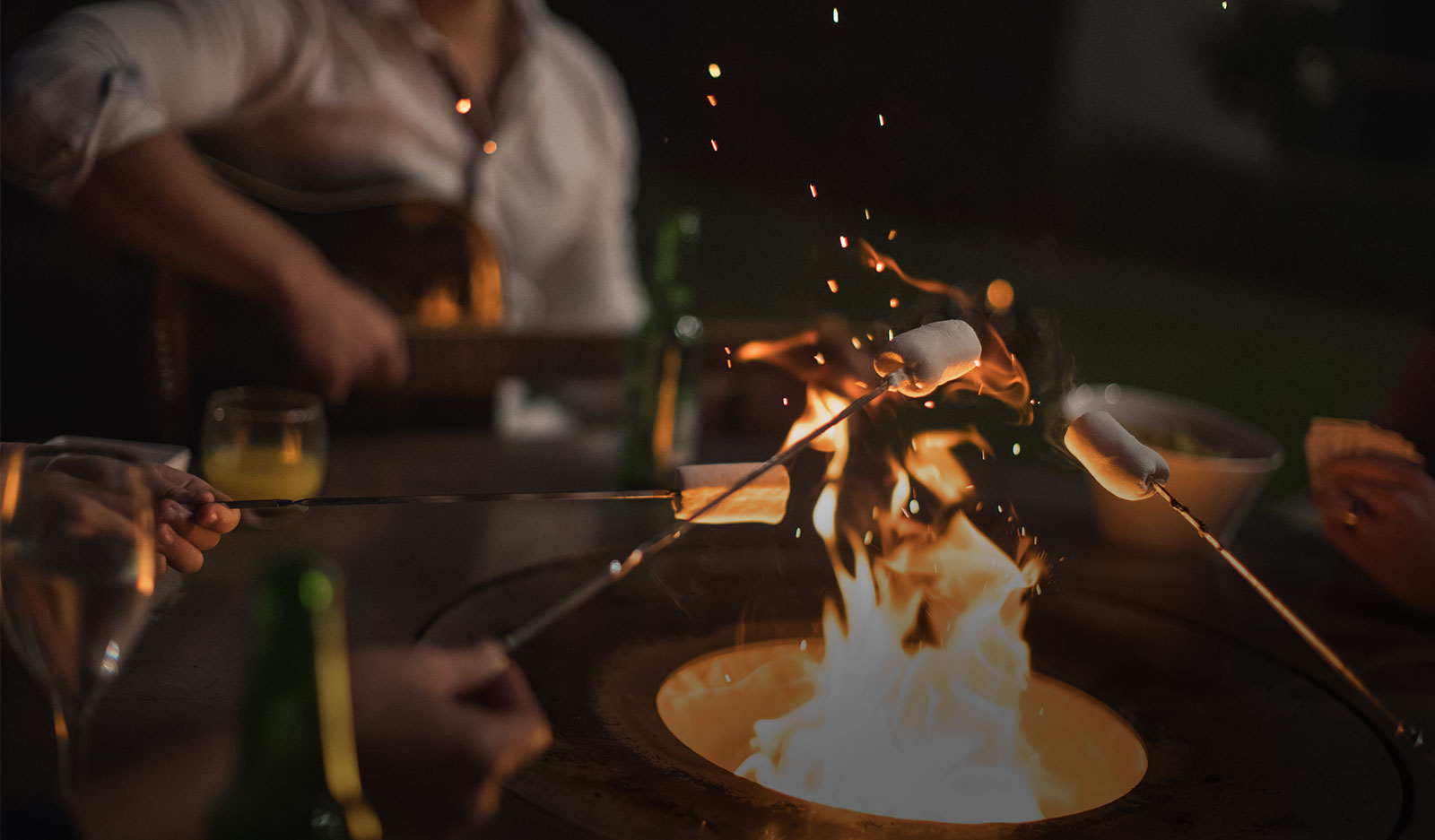 Escea Firetable with marshmallows roasting