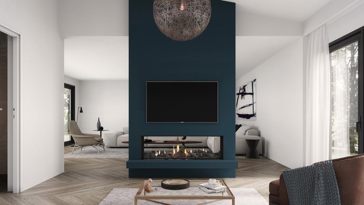 Double Sided Gas Fireplace