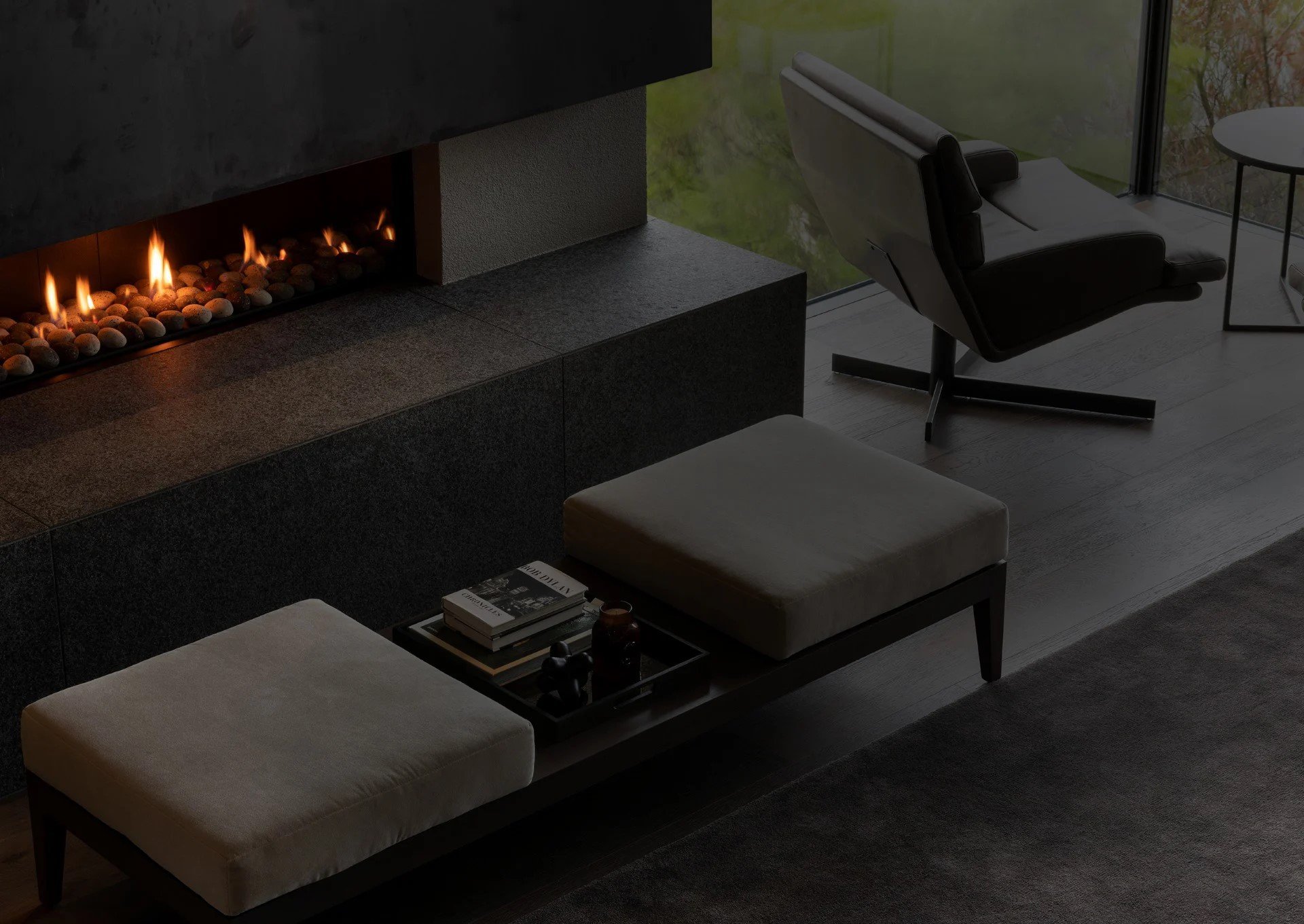 Gas fireplace closeup flames