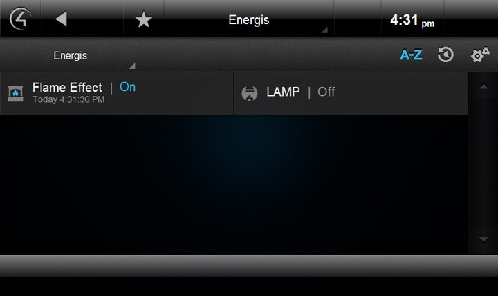 Escea Fireplace Control4 Screenshot