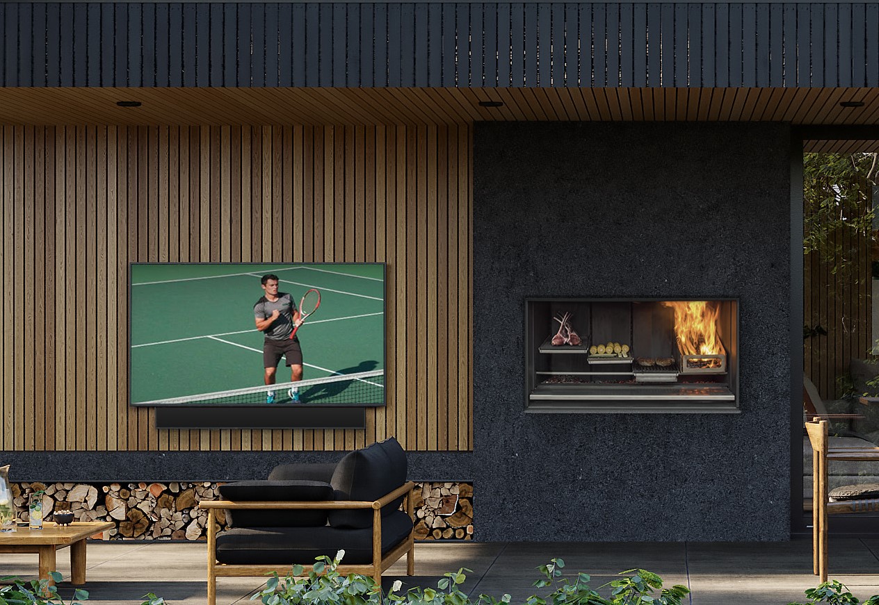 The Hottest Backyard Duo: Samsung’s new outdoor TV The Terrace & Escea Outdoor Fireplaces