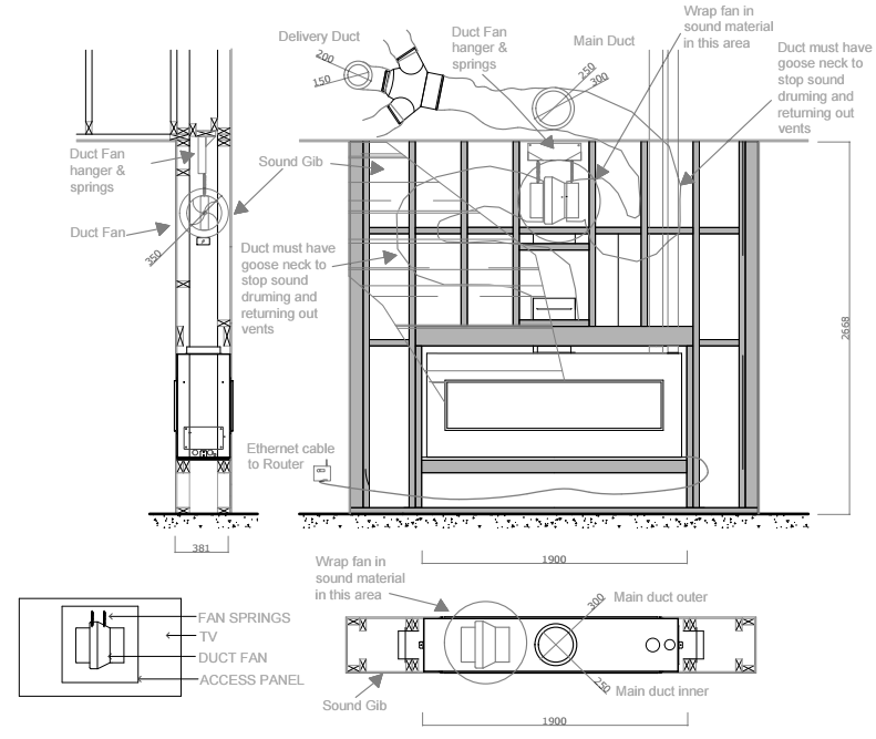 How to make a DX Series gas fireplace “Fan in Room” installation quiet.