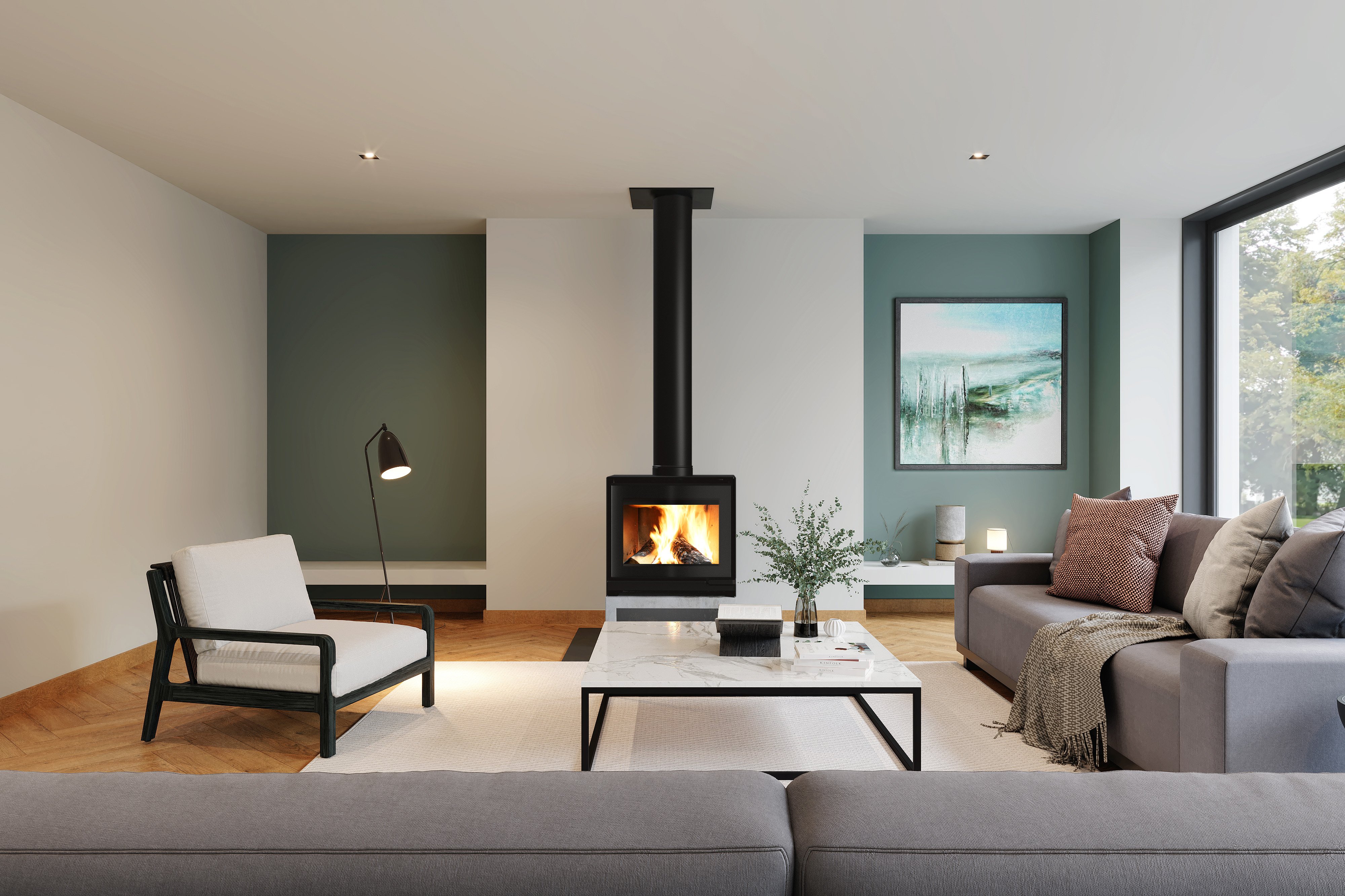 TFS650 Freestanding Wood Fireplace | Green 