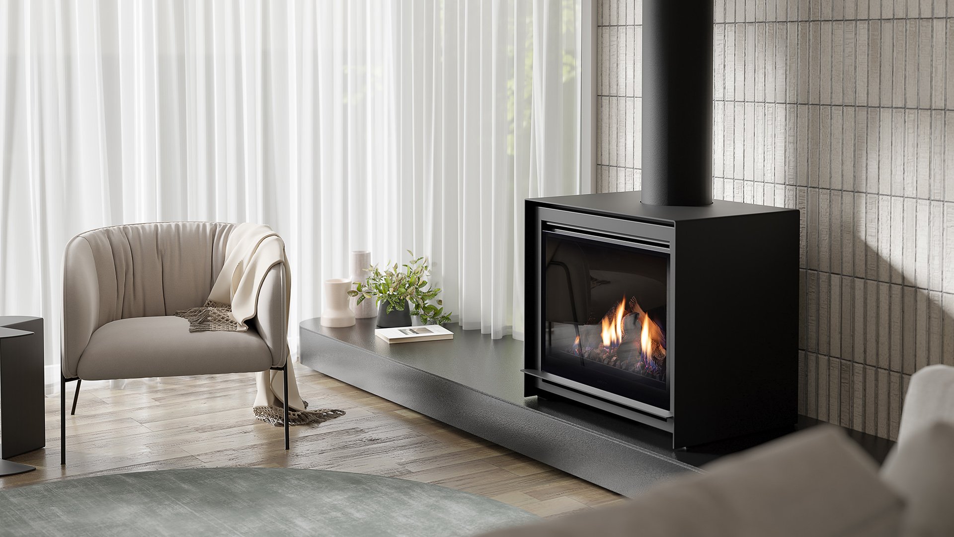 Freestanding Gas Fire In Roomset