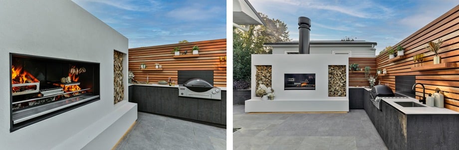 Escea’s Outdoor Fireplace Kitchen was designed for serious flame grillers who want to hone their culinary skills and impress their friends and family. 